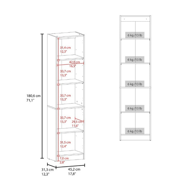 English Elm Milo Scandinavian Oak Glass Front Cabinet Five Shelves Slim Hallway Bedroom Storage B128P485424
