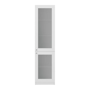 English Elm Milo Slim Glass Door Storage Cabinet with Five Shelves for Minimalist Interiors B128P485425