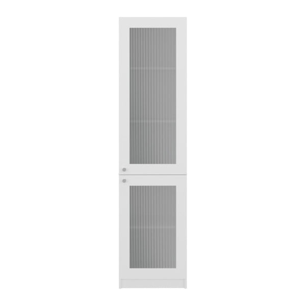 English Elm Milo Slim Glass Door Storage Cabinet with Five Shelves for Minimalist Interiors B128P485425