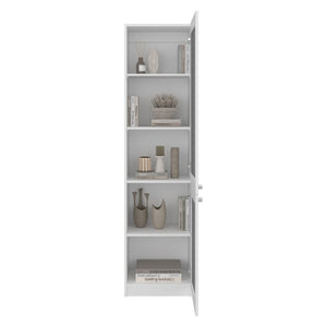 English Elm Milo Slim Glass Door Storage Cabinet with Five Shelves for Minimalist Interiors B128P485425