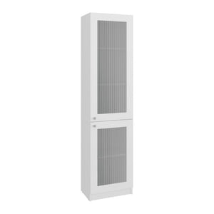 English Elm Milo Slim Glass Door Storage Cabinet with Five Shelves for Minimalist Interiors B128P485425