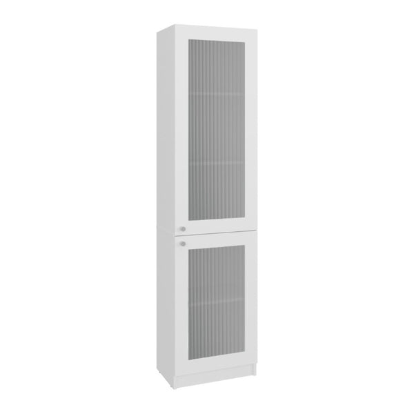English Elm Milo Slim Glass Door Storage Cabinet with Five Shelves for Minimalist Interiors B128P485425