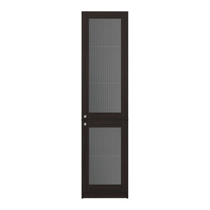 English Elm Milo Walnut Tall Glass Door Storage Cabinet Five Shelves Slim Minimalist Profile B128P485426