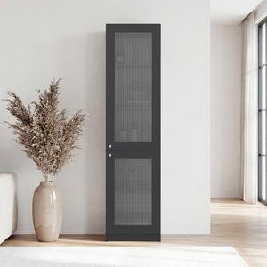English Elm Milo Slim Glass Door Storage Cabinet Five Shelves Minimalist Matte Finish for Small Spaces B128P485427