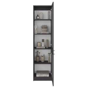 English Elm Milo Slim Glass Door Storage Cabinet Five Shelves Minimalist Matte Finish for Small Spaces B128P485427