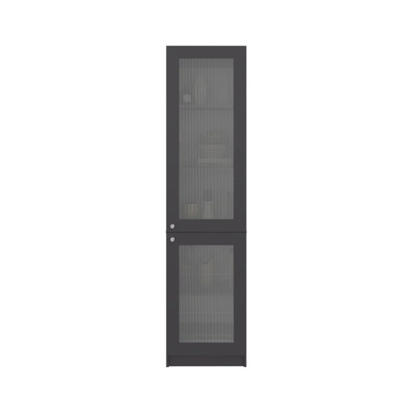 English Elm Milo Slim Glass Door Storage Cabinet Five Shelves Minimalist Matte Finish for Small Spaces B128P485427