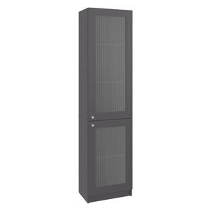 English Elm Milo Slim Glass Door Storage Cabinet Five Shelves Minimalist Matte Finish for Small Spaces B128P485427