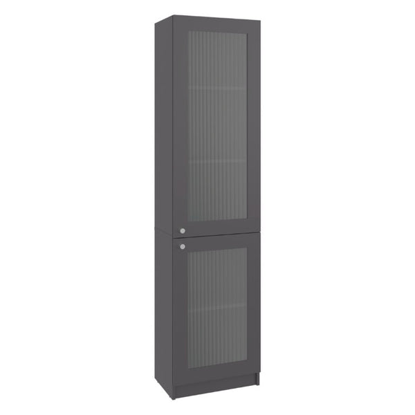 English Elm Milo Slim Glass Door Storage Cabinet Five Shelves Minimalist Matte Finish for Small Spaces B128P485427
