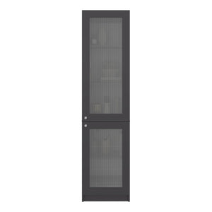 English Elm Milo Slim Glass Door Storage Cabinet Five Shelves Minimalist Matte Finish for Small Spaces B128P485427