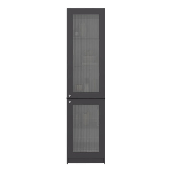 English Elm Milo Slim Glass Door Storage Cabinet Five Shelves Minimalist Matte Finish for Small Spaces B128P485427