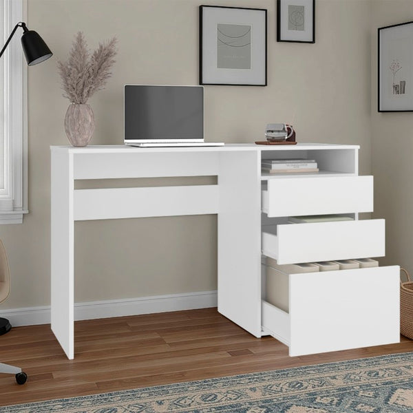 English Elm Fm Furniture Louisiana Three Drawer Writing Desk in White for Small Home Offices B128P485446