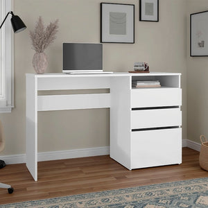 English Elm Fm Furniture Louisiana Three Drawer Writing Desk in White for Small Home Offices B128P485446