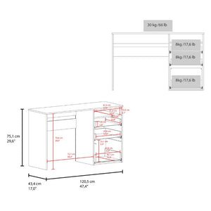 English Elm Fm Furniture Louisiana Three Drawer Writing Desk in White for Small Home Offices B128P485446