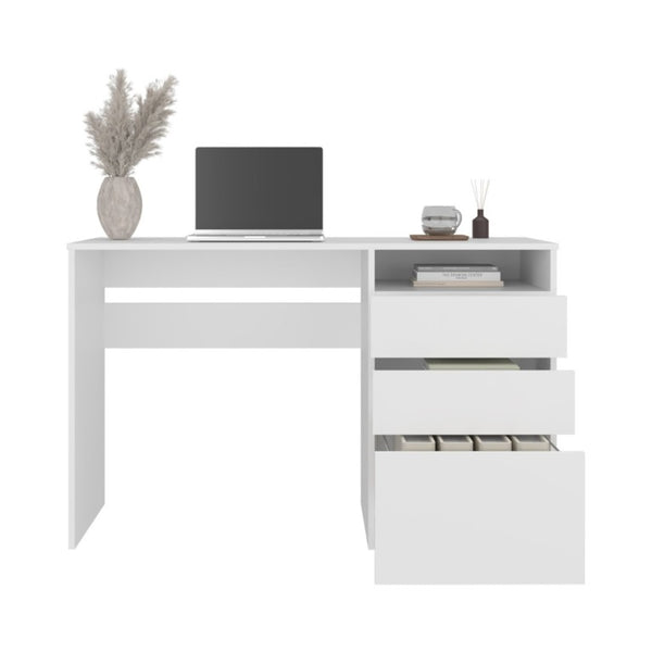 English Elm Fm Furniture Louisiana Three Drawer Writing Desk in White for Small Home Offices B128P485446