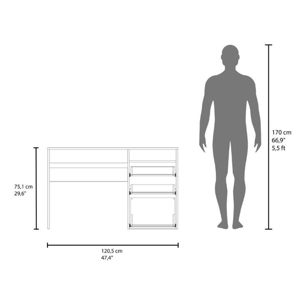 English Elm Fm Furniture Louisiana Three Drawer Writing Desk in White for Small Home Offices B128P485446
