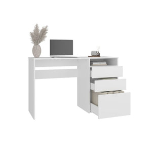 English Elm Fm Furniture Louisiana Three Drawer Writing Desk in White for Small Home Offices B128P485446