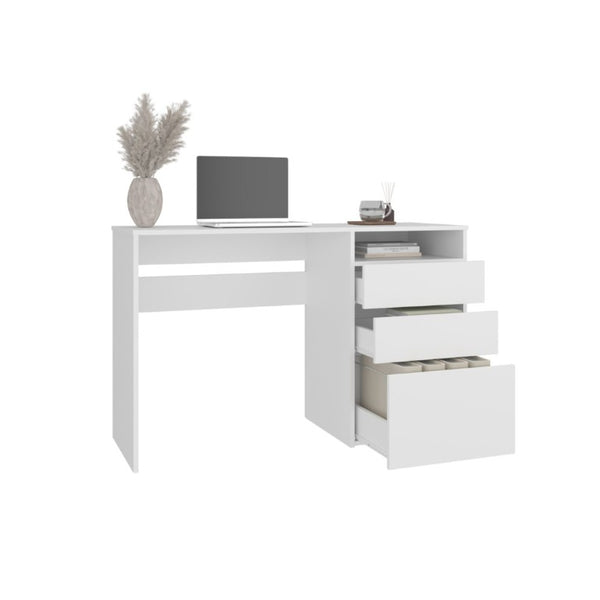 English Elm Fm Furniture Louisiana Three Drawer Writing Desk in White for Small Home Offices B128P485446