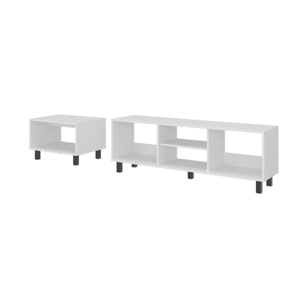 English Elm Fm Furniture Eclipse White TV Stand and Coffee Table Set with Open Shelving B128P485448