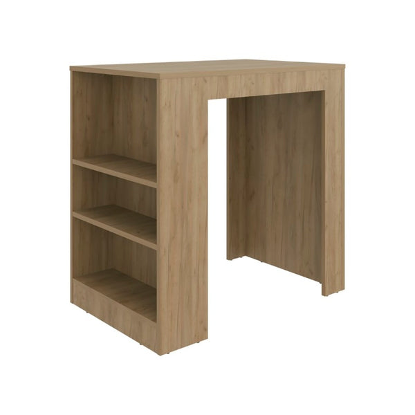 English Elm Fm Furniture Harlan Oak Counter Height Island with Open Three Sided Base Shelving B128P485449
