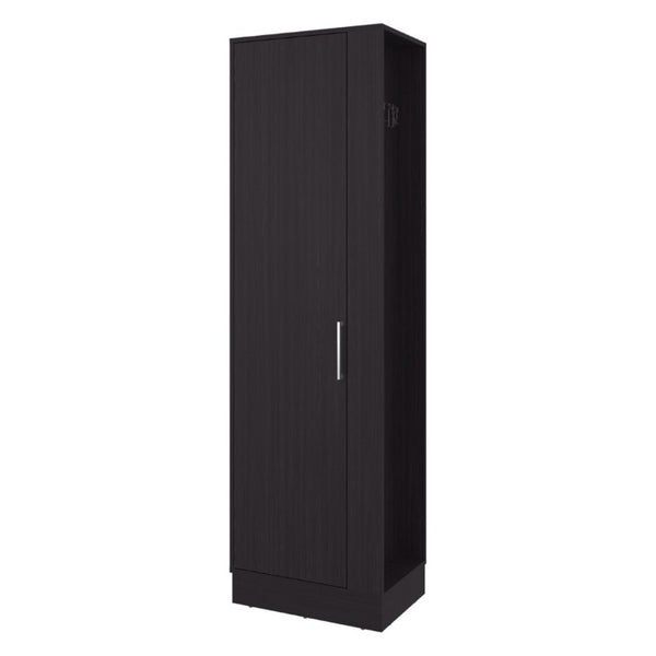 English Elm Fm Furniture Nampa Tall Single Door Wenge Storage Cabinet with Built in Broom Hangers B128P485450