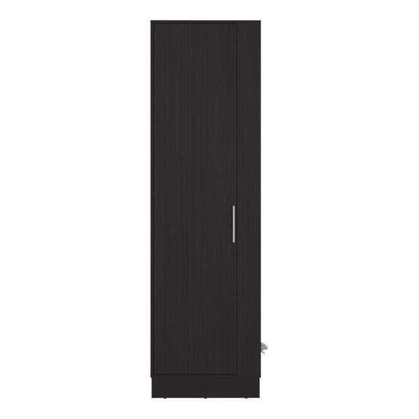 English Elm Fm Furniture Nampa Tall Single Door Wenge Storage Cabinet with Built in Broom Hangers B128P485450