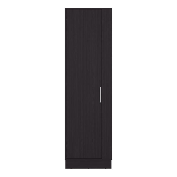 English Elm Fm Furniture Nampa Tall Single Door Wenge Storage Cabinet with Built in Broom Hangers B128P485450