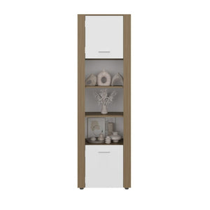 English Elm Fm Furniture Liora Tall Tower Cabinet Natural Oak White Finish for Slim Space Storage B128P485454
