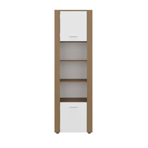 English Elm Fm Furniture Liora Tall Tower Cabinet Natural Oak White Finish for Slim Space Storage B128P485454