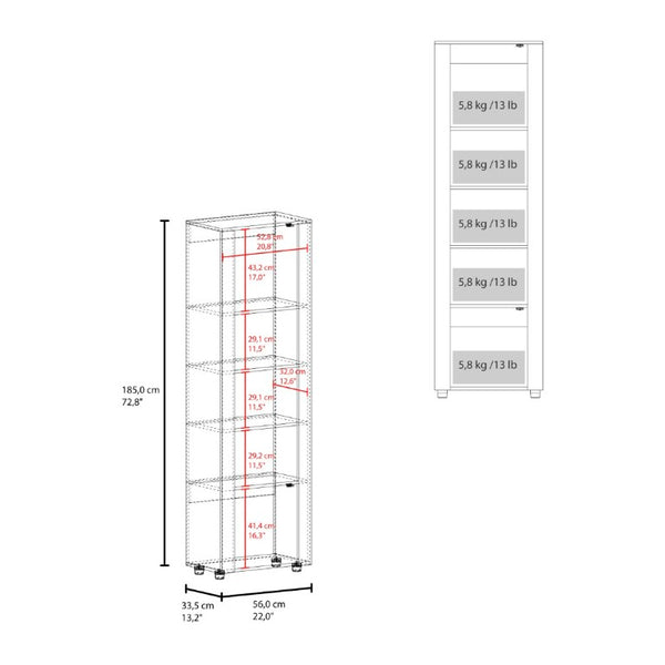 English Elm Fm Furniture Liora Tall Tower Cabinet Natural Oak White Finish for Slim Space Storage B128P485454