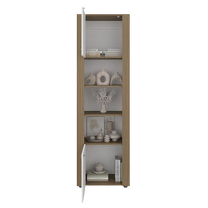 English Elm Fm Furniture Liora Tall Tower Cabinet Natural Oak White Finish for Slim Space Storage B128P485454