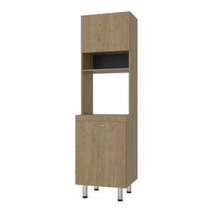 English Elm Fm Furniture Arlo Tall Oak Storage Cabinet Open Shelves Enclosed Lower Pantry Unit B128P485455