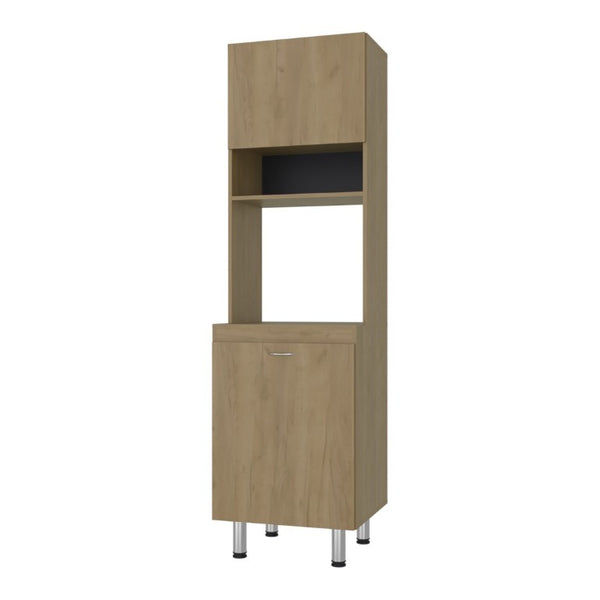 English Elm Fm Furniture Arlo Tall Oak Storage Cabinet Open Shelves Enclosed Lower Pantry Unit B128P485455