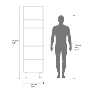 English Elm Fm Furniture Arlo Tall Oak Storage Cabinet Open Shelves Enclosed Lower Pantry Unit B128P485455