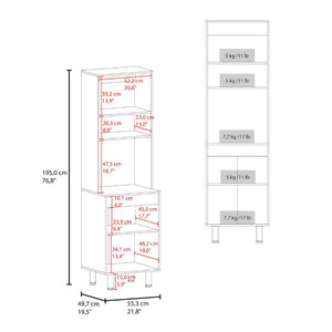 English Elm Fm Furniture Arlo Tall Oak Storage Cabinet Open Shelves Enclosed Lower Pantry Unit B128P485455
