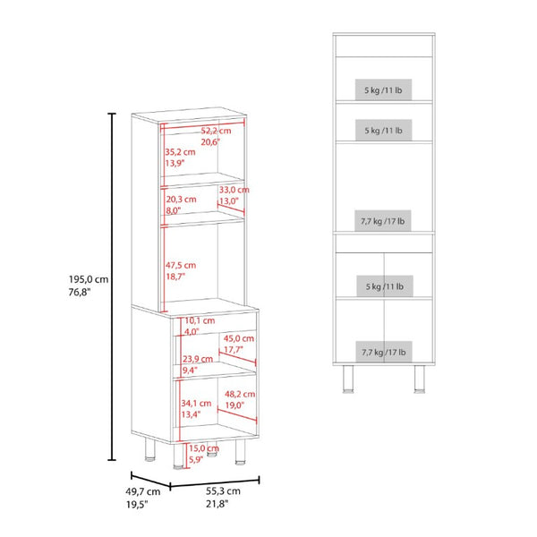 English Elm Fm Furniture Arlo Tall Oak Storage Cabinet Open Shelves Enclosed Lower Pantry Unit B128P485455