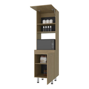 English Elm Fm Furniture Arlo Tall Oak Storage Cabinet Open Shelves Enclosed Lower Pantry Unit B128P485455