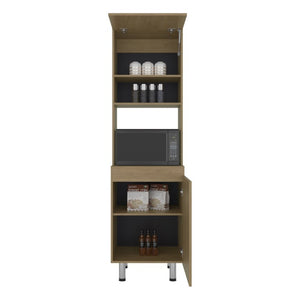 English Elm Fm Furniture Arlo Tall Oak Storage Cabinet Open Shelves Enclosed Lower Pantry Unit B128P485455
