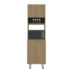 English Elm Fm Furniture Arlo Tall Oak Storage Cabinet Open Shelves Enclosed Lower Pantry Unit B128P485455