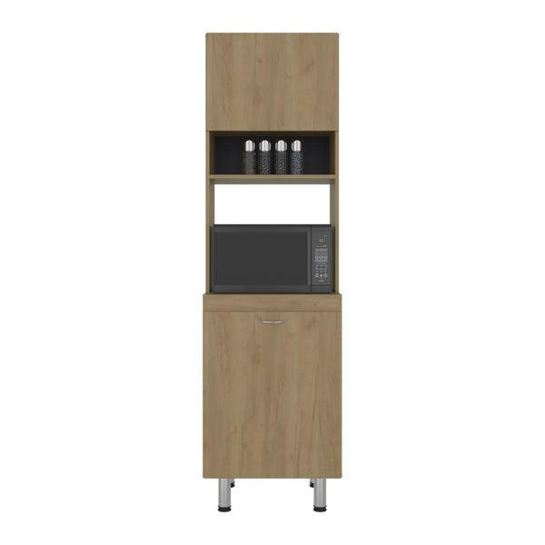 English Elm Fm Furniture Arlo Tall Oak Storage Cabinet Open Shelves Enclosed Lower Pantry Unit B128P485455