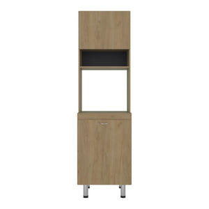 English Elm Fm Furniture Arlo Tall Oak Storage Cabinet Open Shelves Enclosed Lower Pantry Unit B128P485455