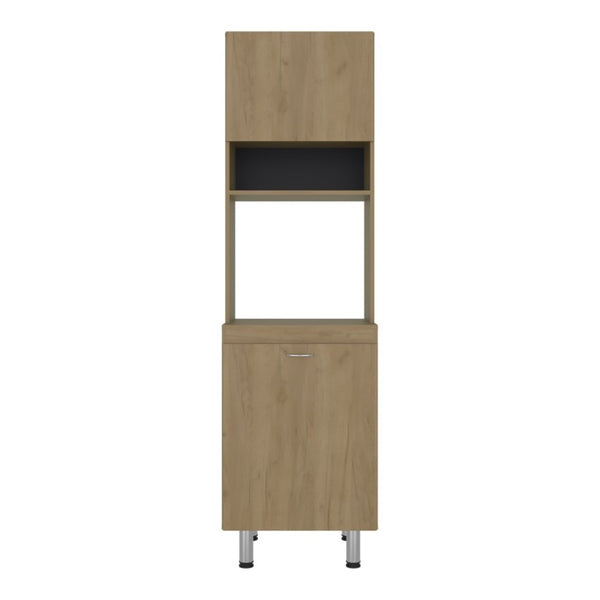 English Elm Fm Furniture Arlo Tall Oak Storage Cabinet Open Shelves Enclosed Lower Pantry Unit B128P485455