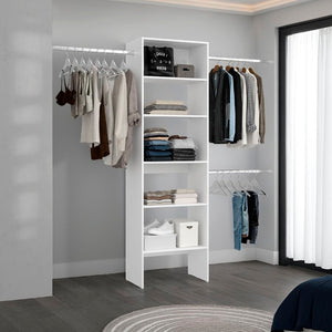 English Elm Fm Furniture Elara Freestanding Wardrobe Tower with Hanging Bars and Open Shelving B128P485456