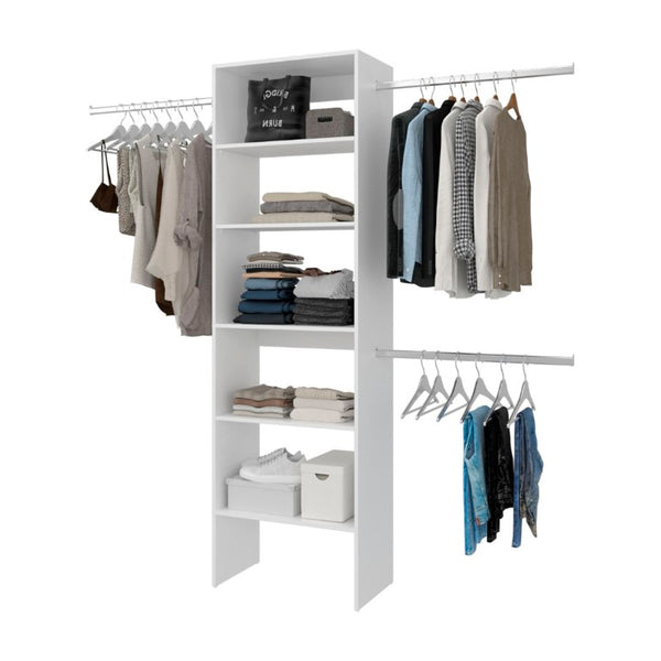 English Elm Fm Furniture Elara Freestanding Wardrobe Tower with Hanging Bars and Open Shelving B128P485456