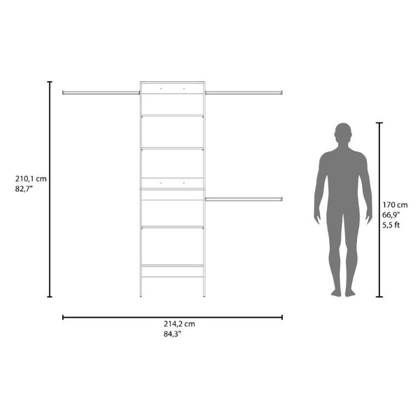 English Elm Fm Furniture Elara Freestanding Wardrobe Tower with Hanging Bars and Open Shelving B128P485456