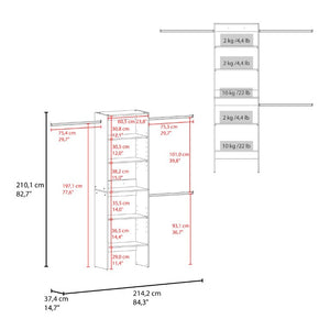 English Elm Fm Furniture Elara Freestanding Wardrobe Tower with Hanging Bars and Open Shelving B128P485456