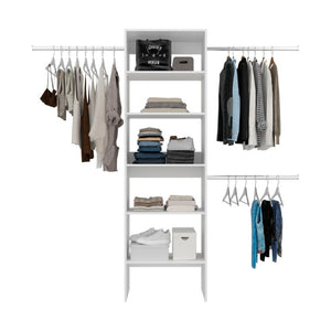 English Elm Fm Furniture Elara Freestanding Wardrobe Tower with Hanging Bars and Open Shelving B128P485456