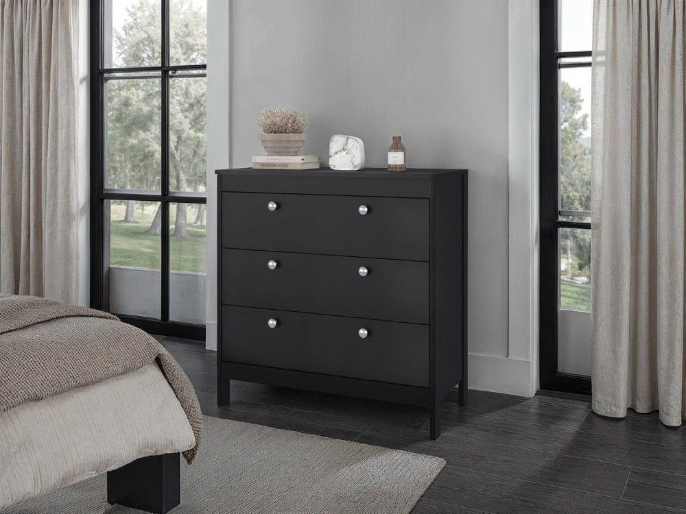 English Elm Fm Furniture Reti Three Drawer Chest Wengue Finish Elevated Base Bedroom Storage B128P485462