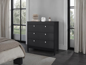 English Elm Fm Furniture Reti Three Drawer Chest Wengue Finish Elevated Base Bedroom Storage B128P485462
