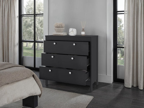 English Elm Fm Furniture Reti Three Drawer Chest Wengue Finish Elevated Base Bedroom Storage B128P485462