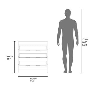 English Elm Fm Furniture Reti Three Drawer Chest Wengue Finish Elevated Base Bedroom Storage B128P485462
